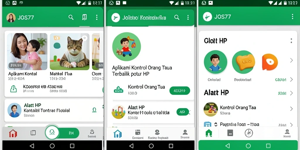 Antarmuka aplikasi <strong>JOS77</strong> menampilkan pengaturan kontrol orang tua yang lengkap.