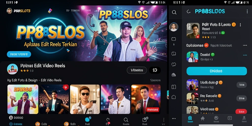 Antarmuka menarik dan mudah digunakan pada PP88SLOTS untuk edit video reels.